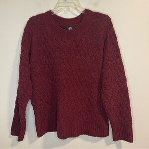 Bobeau Maroon Braided Crewneck Sweater XL
